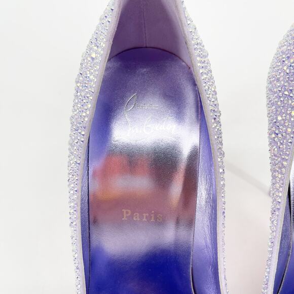 Christian Louboutin Kate 100 Strass Lilac Crystal Pointed Toe Heels EU 39.5 - Picture 8 of 11